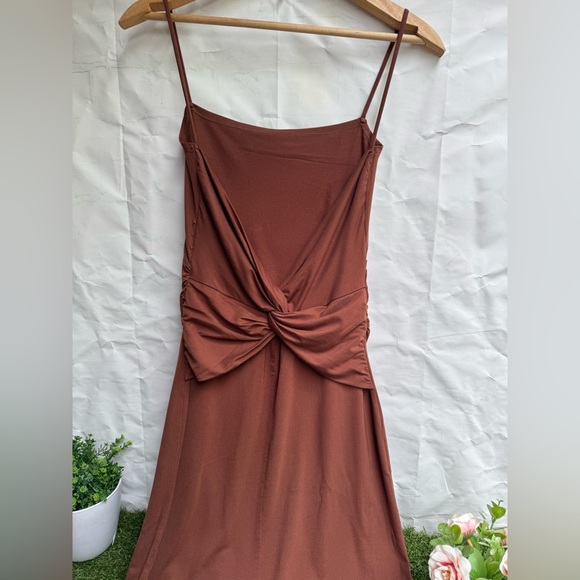Reformation Hex Knit Dress Brown Size XS new without tags nice twist on back - Picture 10 of 11